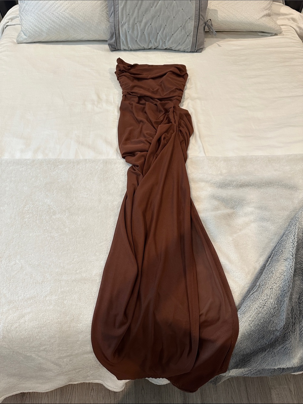 Strapless Chocolate Brown Evening Dress